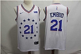 76ers 21 Joel Embiid White 2018 19 Earned Edition Nike Swingman Jersey,baseball caps,new era cap wholesale,wholesale hats